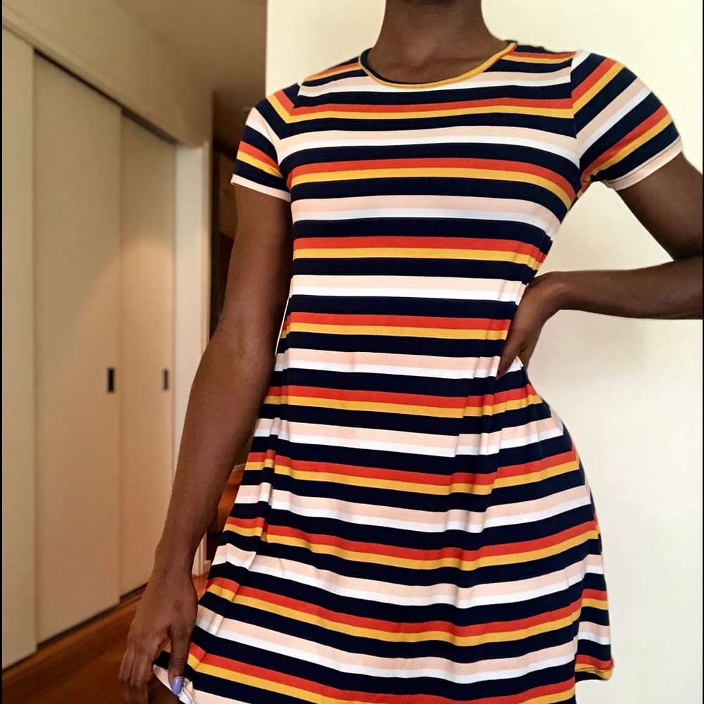 Multi Color Mini Striped Dress